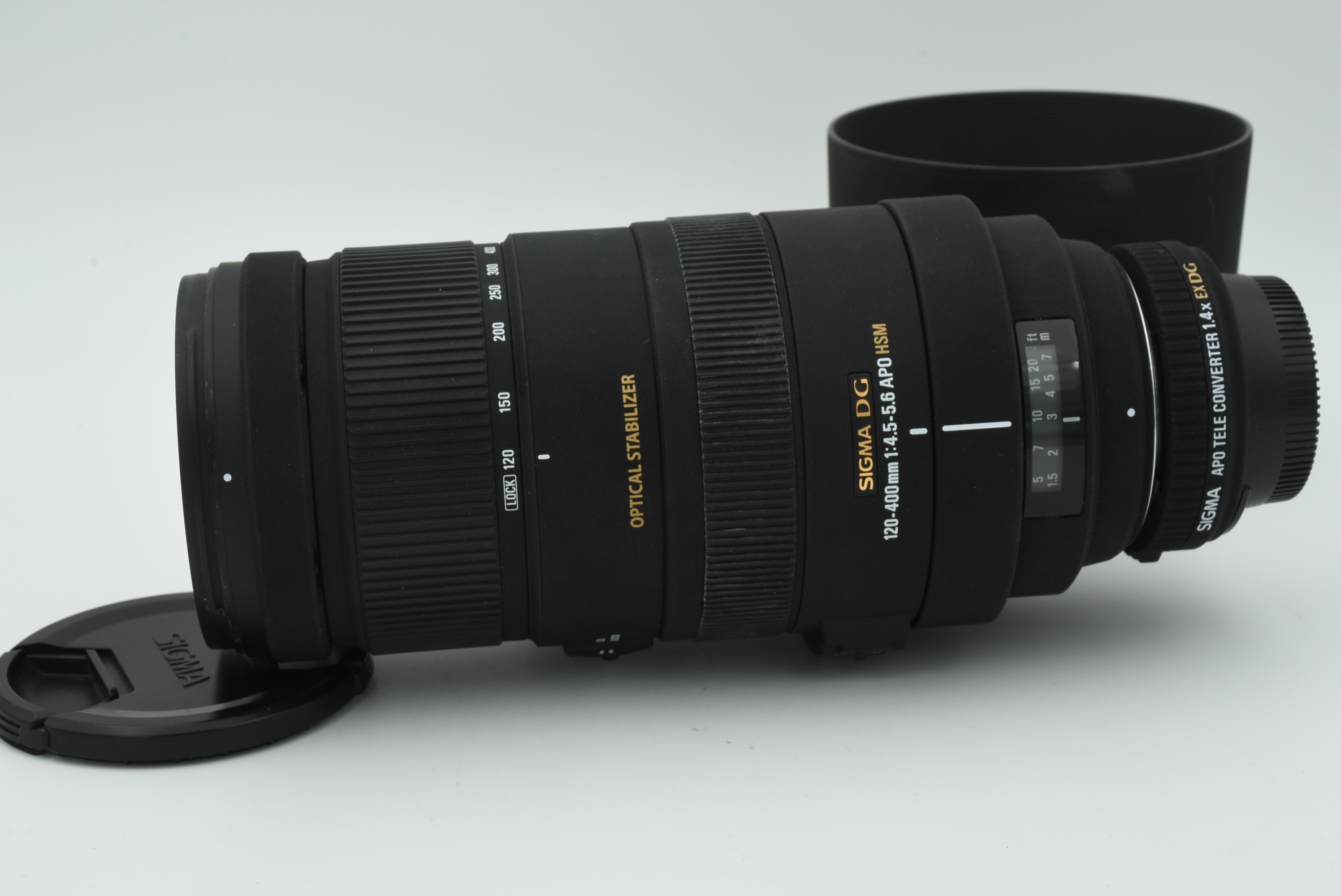 Sigma AF 120-400mm 4,5-5,6 DG APO HSM + Sonnenblende + Sigma APO Telekonverter 1,4x EX DG für Nikon Bild 01